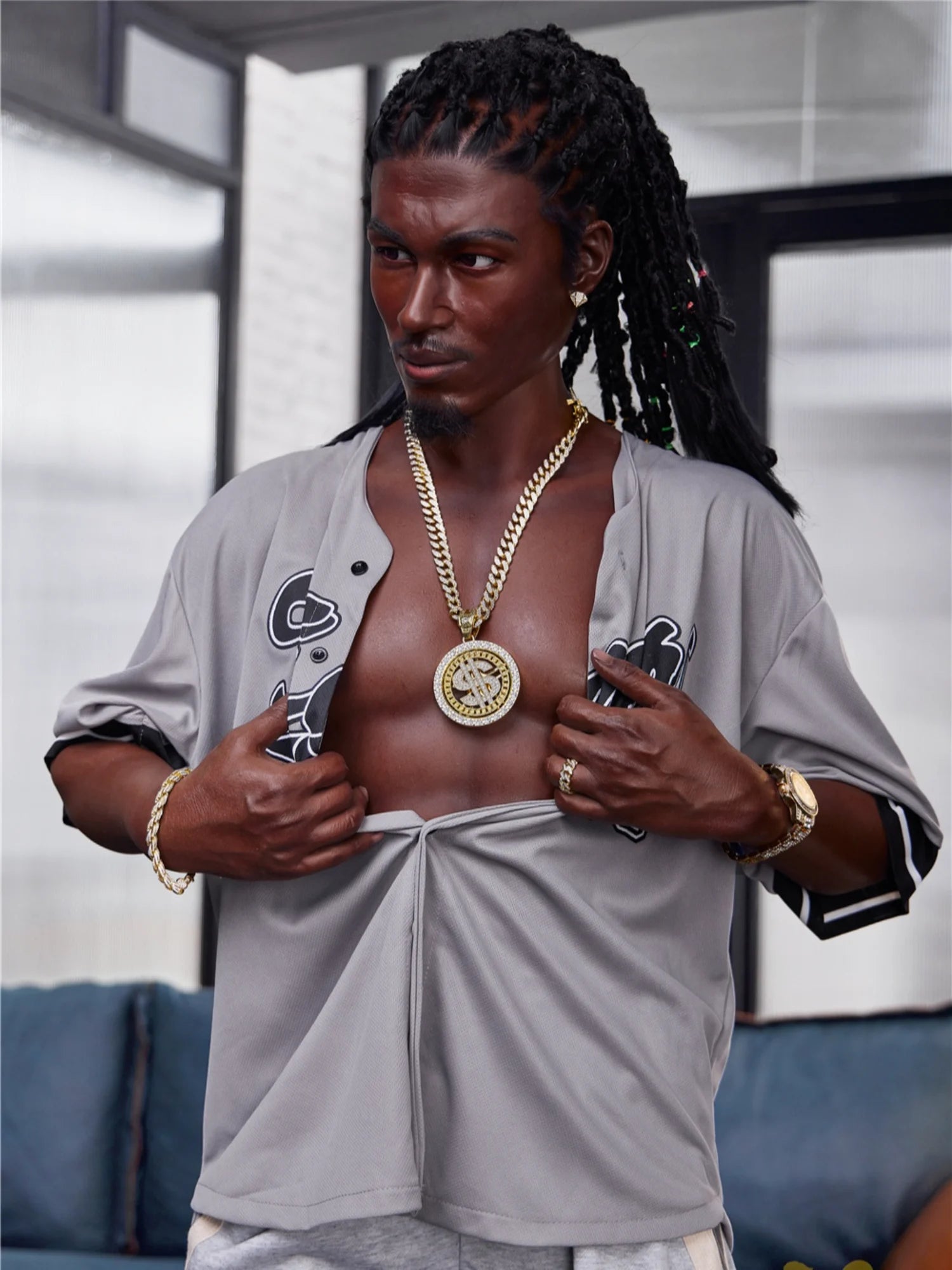 F118 -170cm/5ft7-38kg Fernando Rapper Femboy Silicone Black Male Sex Doll -Irontech Doll - Image 3