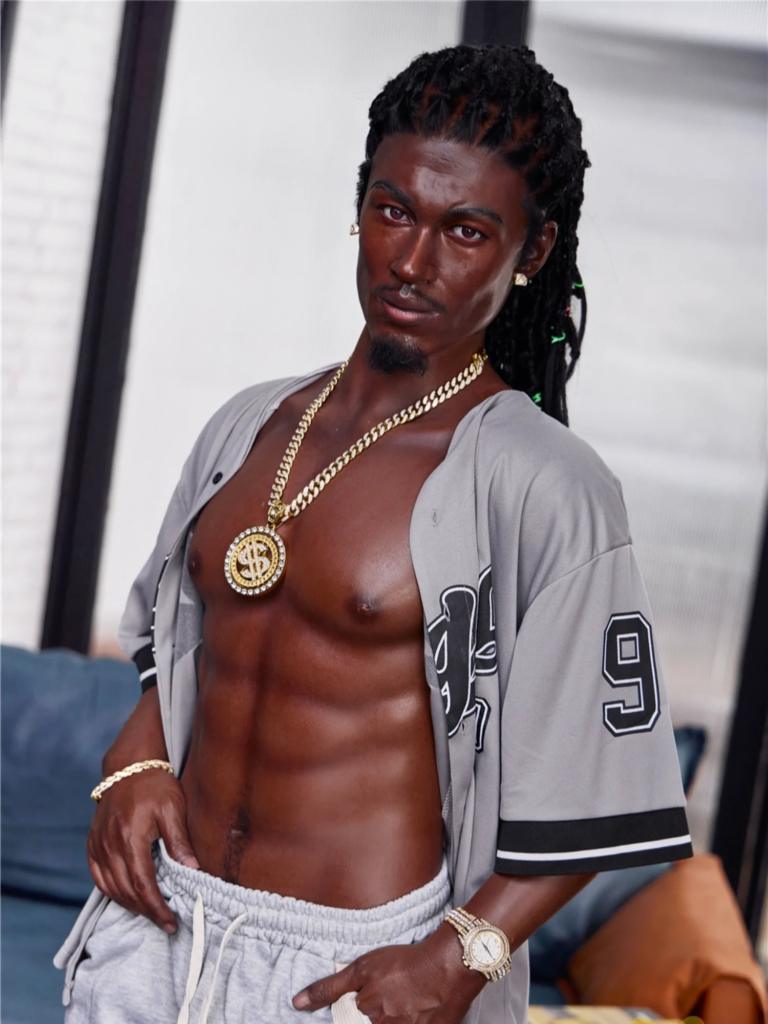 F118 -170cm/5ft7-38kg Fernando Rapper Femboy Silicone Black Male Sex Doll -Irontech Doll - Image 5