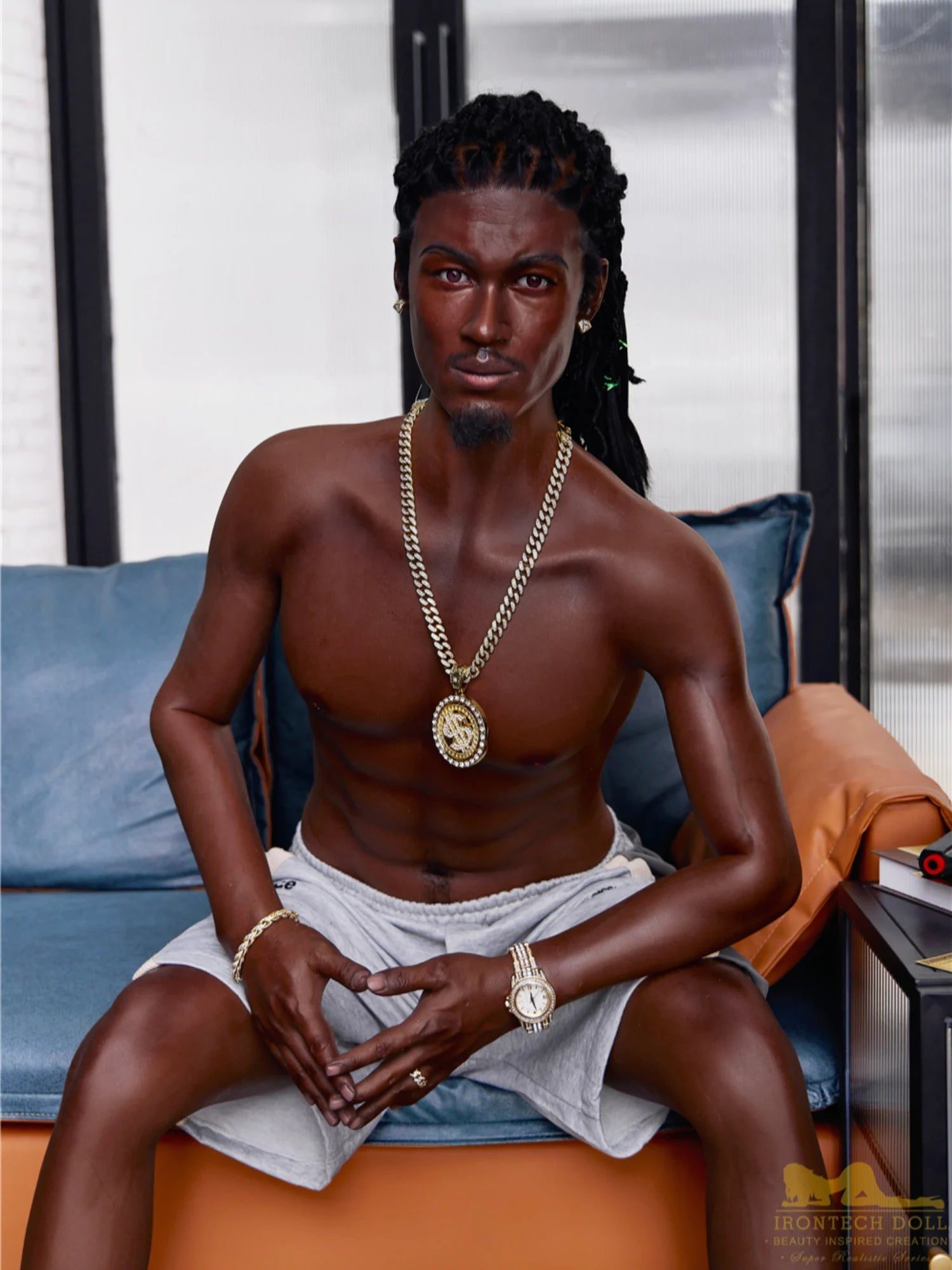 F118 -170cm/5ft7-38kg Fernando Rapper Femboy Silicone Black Male Sex Doll -Irontech Doll - Image 2