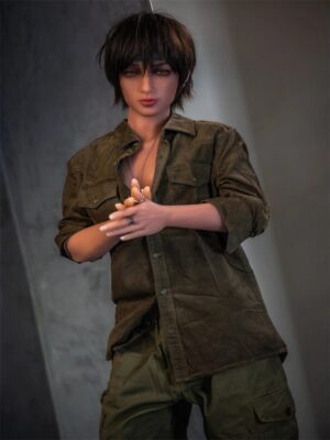 F1671-160cm(5ft3)-34kg Customizable TPE Femboy Sex Doll Thin Wheat Skin Short Hair | Aibei Doll